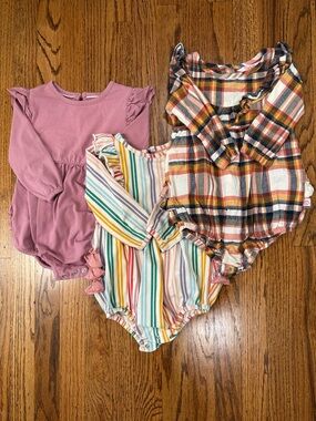 Ruffle Butts Long Sleeve Romper Set of 3 (12-18m)